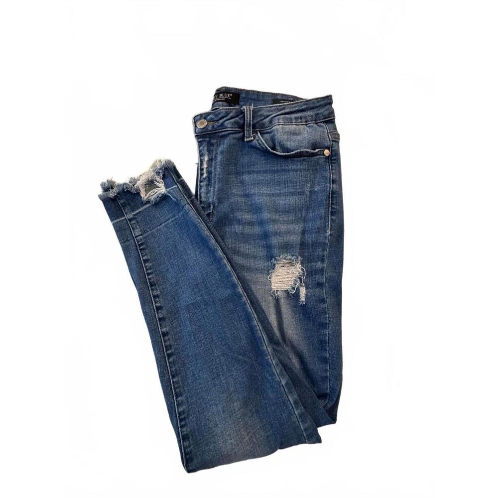 Judy Blue Slim Fit Sz 15/32 Dark Wash Distressed Jeans